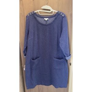 J Jill 3/4 Sleeve Cotton Knit Shift Dress PL